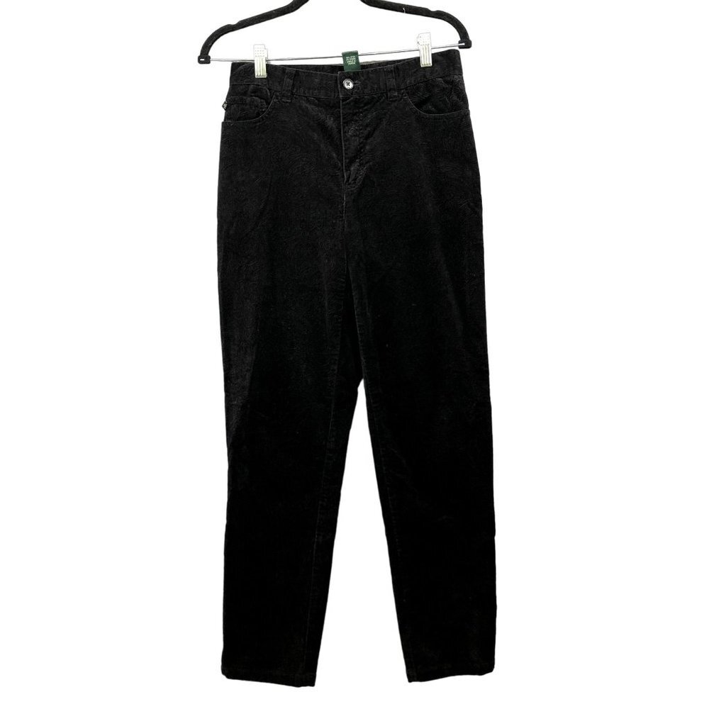 Lauren Ralph Lauren Velvet Slim Jeans Womens 4 Jacquard Paisley Mid Rise Pants